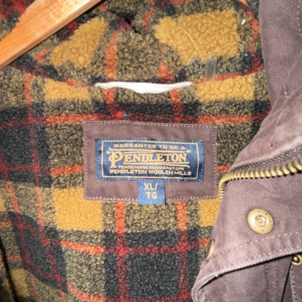 Pendleton Brown Hooded Field Jacket with Plaid Li… - image 2